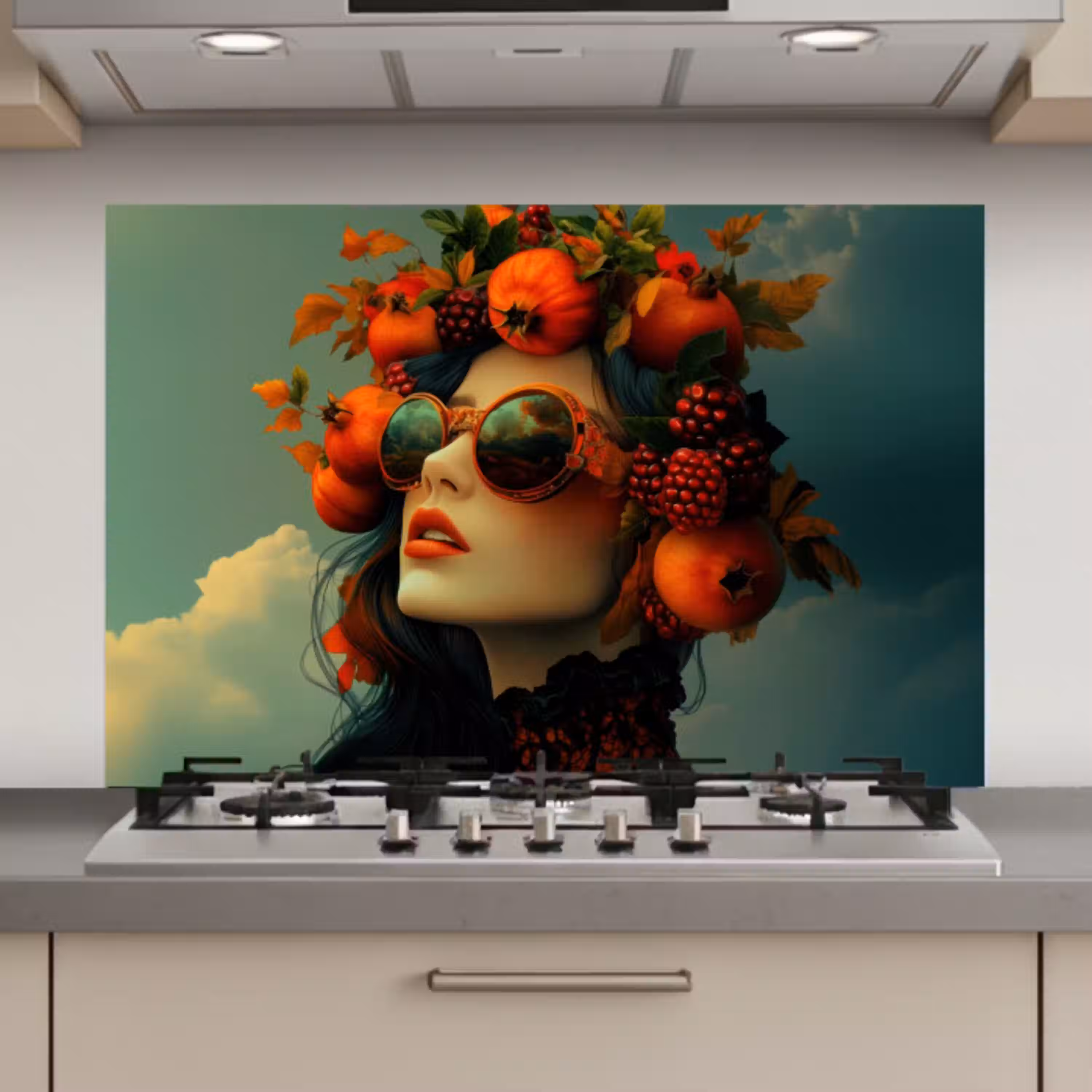 Vrouw - Granaatappel - Herfst - Zonnebril keuken achterwand spatscherm klein -3d_website