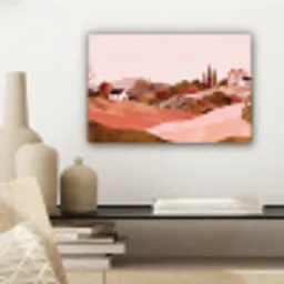 Heuvellandschap - Grafisch - Terracotta canvas 2cm klein -sfeer6