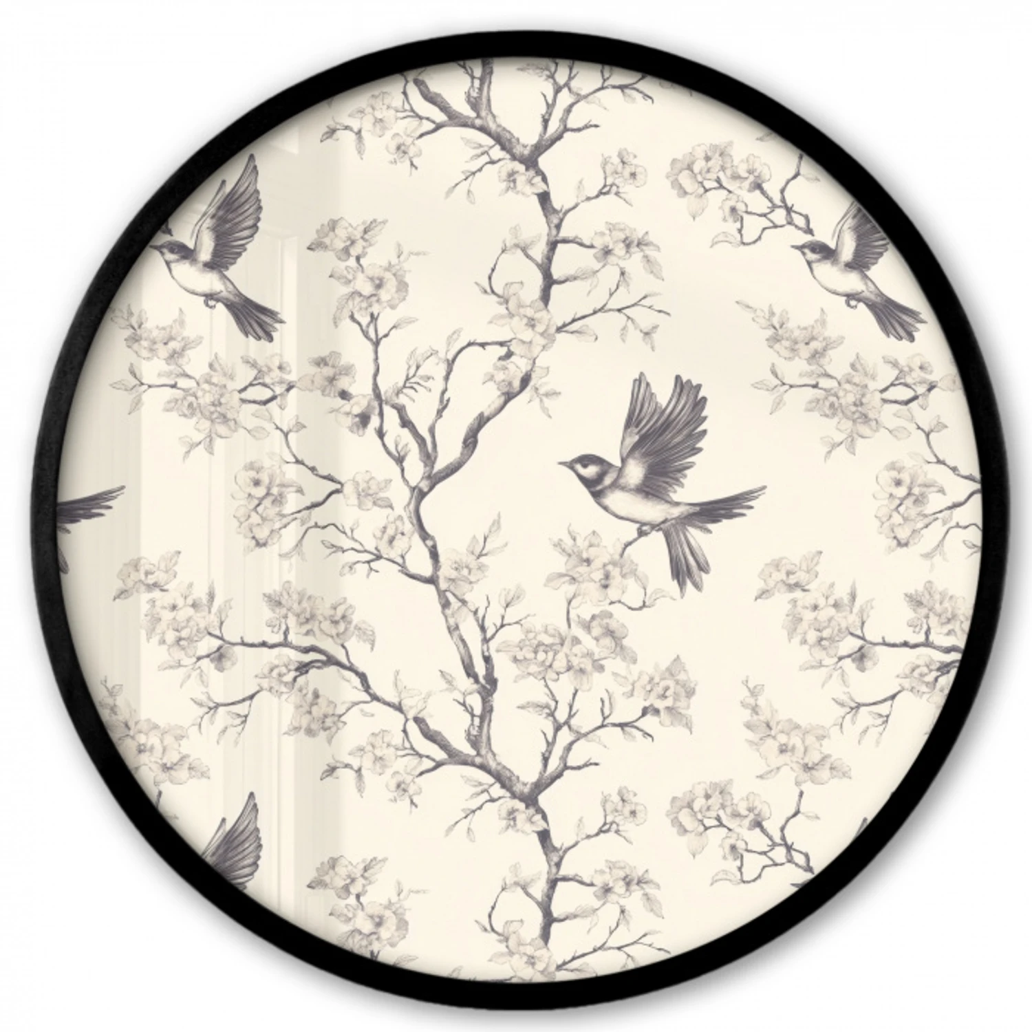 Takken - Vogels - Beige Fotolijst rond zonder passe partout klein 856 -3d