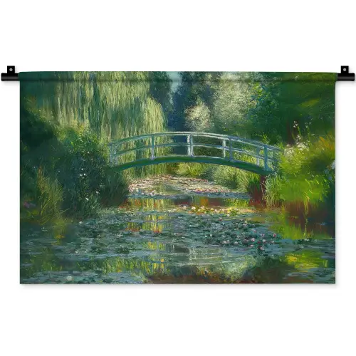 Brug - Hout - Vijver - Waterlelies Wandkleed katoen klein -zz3d