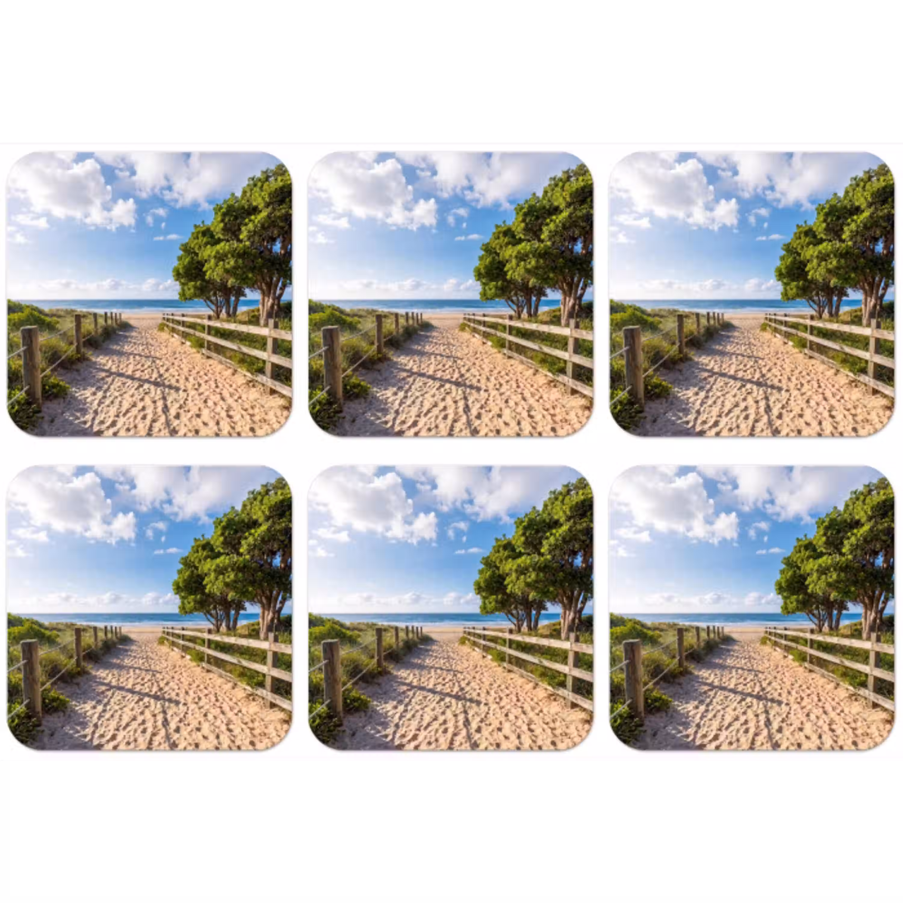 Strand - Zandpad - Oceaan - Natuur onderzetter kurk middel -zkaufland3dotto