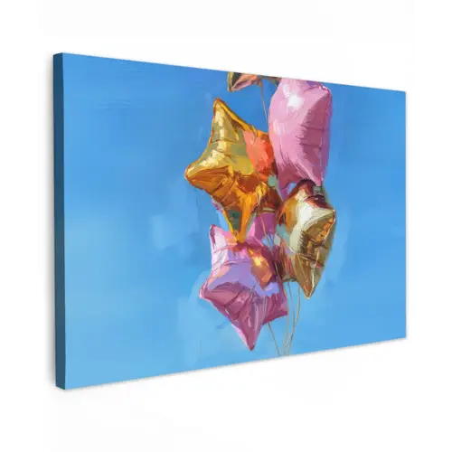 Ballonnen - Goud - Stervorm - Roze canvas 2cm klein -z3d