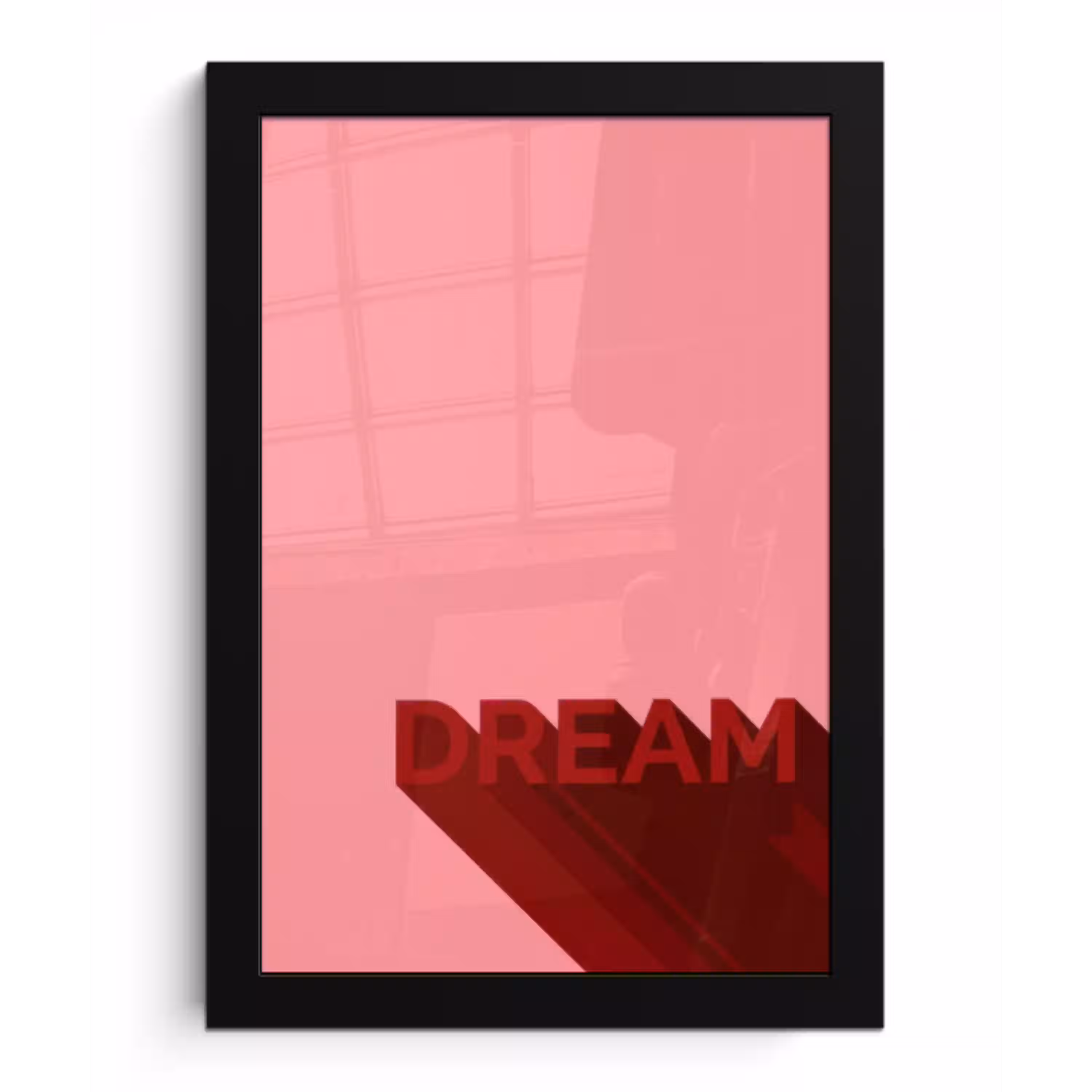 Dream - 3D - Rood - Roze fotolijst zwart zonder passe partout klein -3d