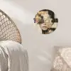 Gezicht - Bloemen - Zwart - Vrouw Wandcirkel behangsticker klein -sfeer4