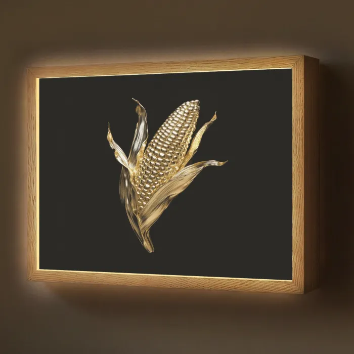 Mais - Eten - Goud - Zwart Light Box met batterij (Wandlamp) middel -z3d_website