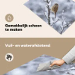 Vogel - Tak - Sneeuw - Winter Inductie beschemer met haakjes klein -ky-schoon-nl