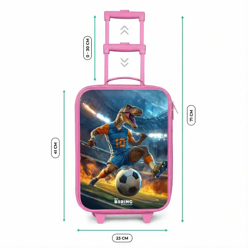 T-Rex als voetballer in vol stadion Kinderkoffer - Roze klein -productfoto_formaten