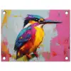 Ijsvogel - Roze - Tak - Penseelstreken tuinposter los doek klein -3d