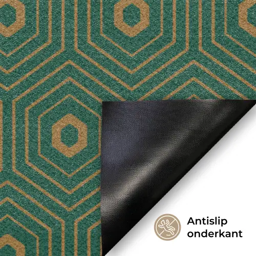 Donkergroen - Modern - Patroon - Goud Deurmat klein 898 -antislip_NL