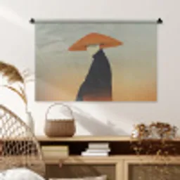 Minimalistisch - Silhouet - Oranje Wandkleed katoen middel -sfeer5