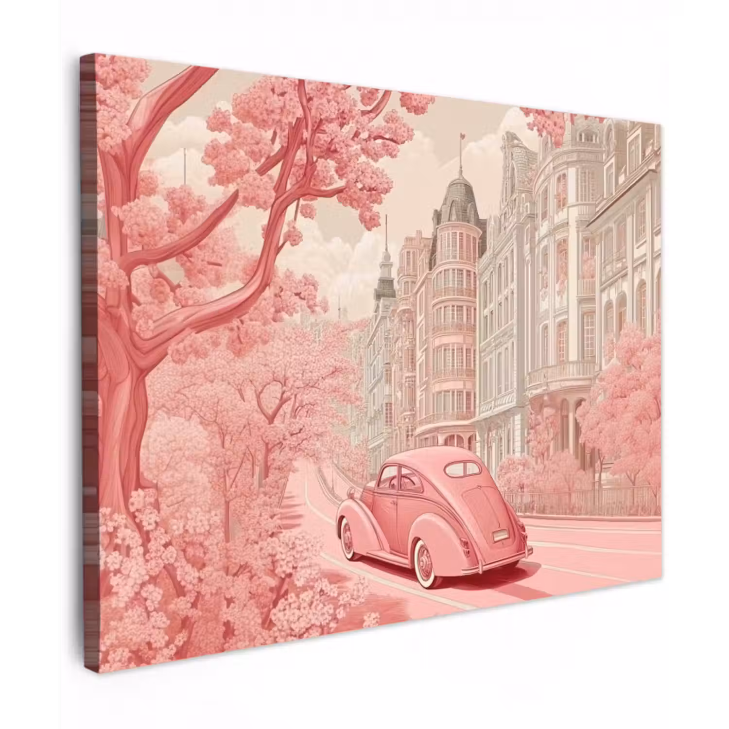 Leinwandbild - Stadt - Auto - Rosa