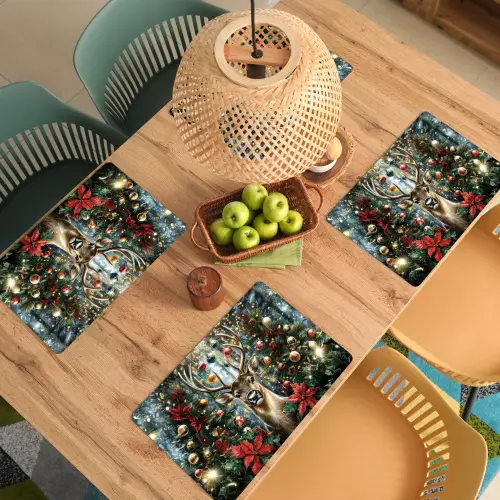Kerstfeest - Dennenbos - Rood Placemat vinyl groot -zzsfeer5_Kitchenyeah-website