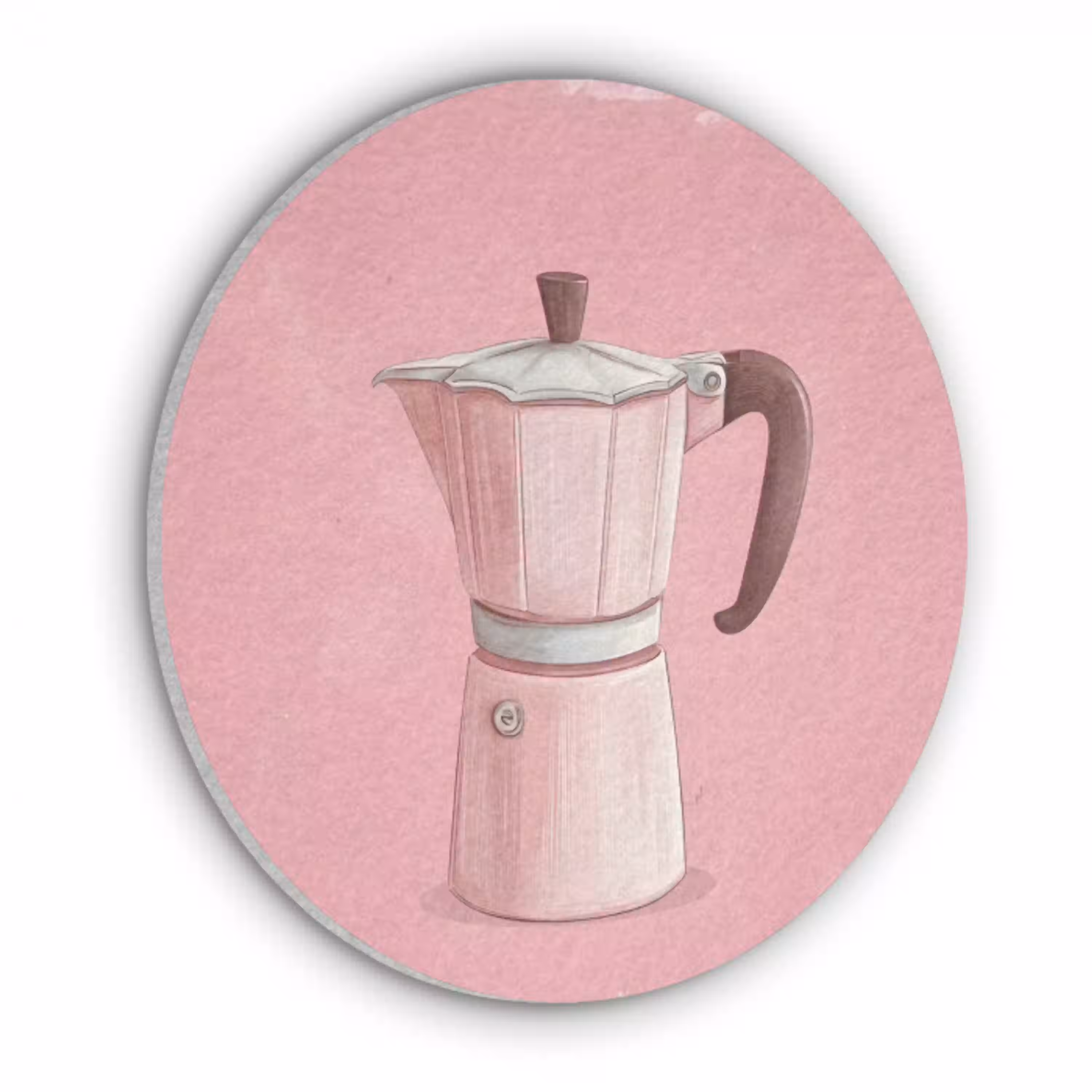 Roze - Mokkapot - Illustratie - Koffie Akoestische PET Vilt - Rond klein -3d