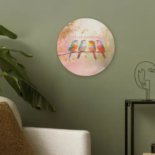 Vogels - Tak - Quote - Roze Akoestische PET Vilt - Rond klein -sfeer2