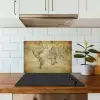 Wereldkaart - Vintage - Antiek - Bruin - Papier keuken achterwand spatscherm klein -sfeer2