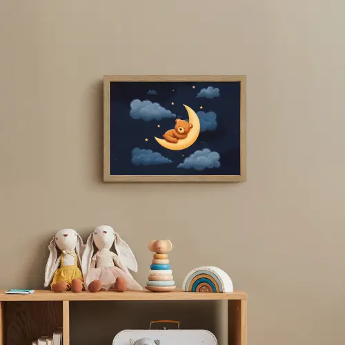 Teddybeer - Maan - Wolken - Sterren Light Box met batterij (Wandlamp kind) middel -sfeer2_kind