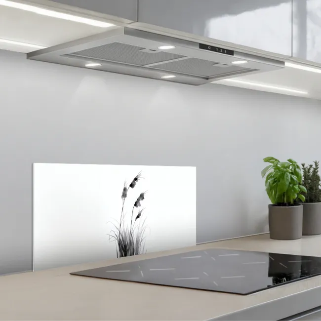 Minimalistisch - Stelen - Wit keuken achterwand spatscherm klein -3d_schuin