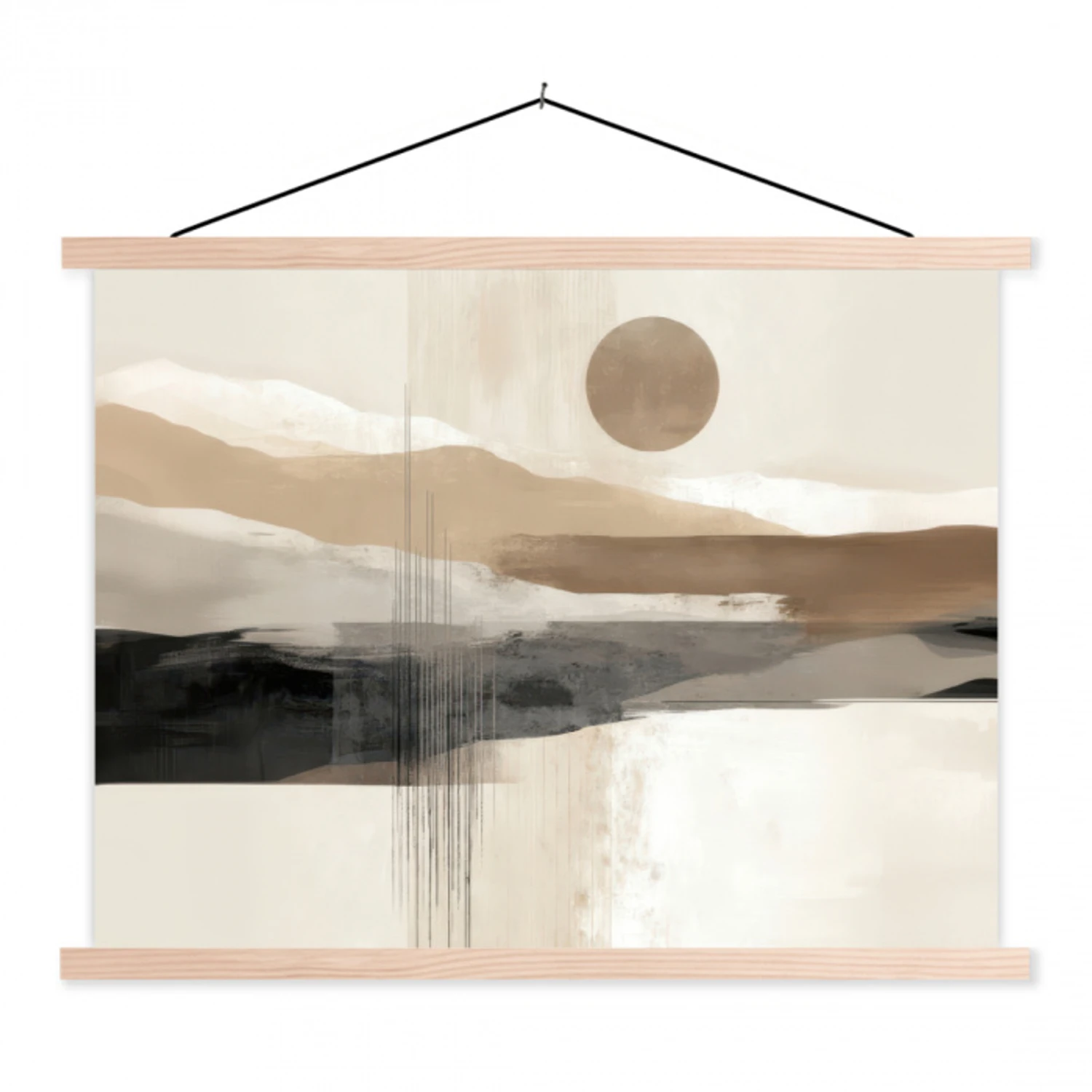Minimalistisch - Landschap - Dimensie textielposter latten blank klein -3d