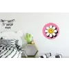 Smiley - Bloem - Roze Wandcirkel aluminium klein -kinderkamer