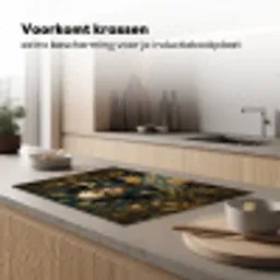 Vrouw - Bladeren - Goud - Vlinders Inductie beschermer vinyl 3mm klein -sfeer1