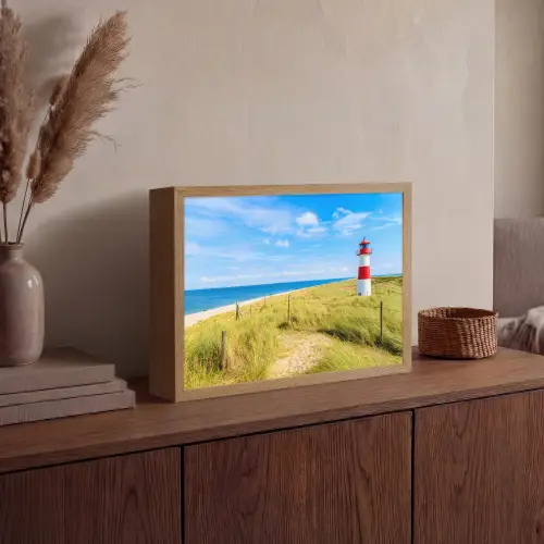 Vuurtoren - Duinen - Strand - Zee - Zomer Light Box met batterij (Wandlamp) middel -sfeer2