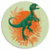 Dinosaurus - Groen - Planten - Cirkel Wandcirkel kunststof plaat 5mm dik klein -3d