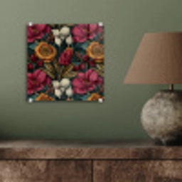 Bloemen - Patroon - Rood - Goud plexiglas 5mm klein 11 -sfeer3