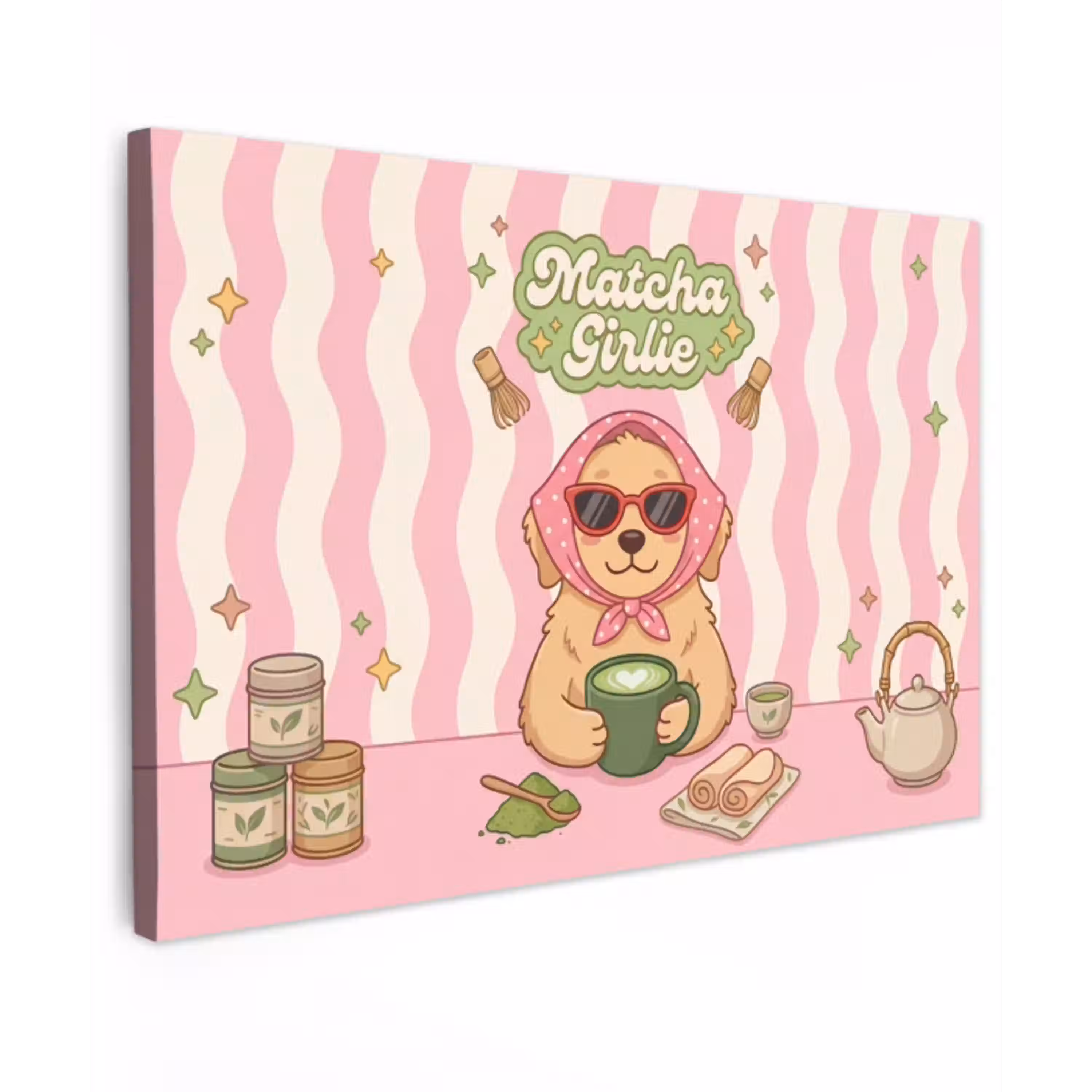 Matcha - Hond - Roze - Groen canvas 2cm klein -z3d