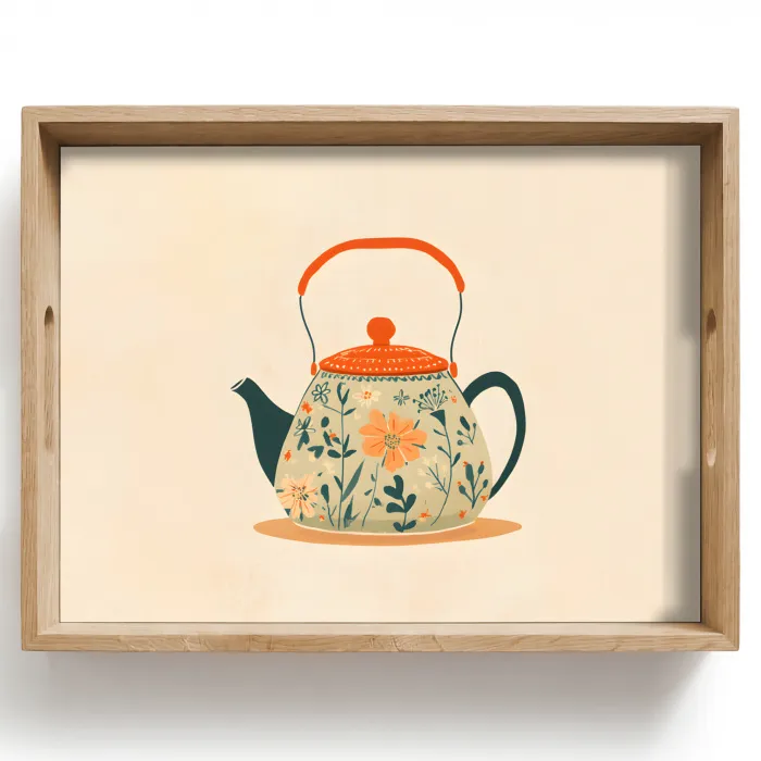 Oranje - Theepot - Bloemen - Bladeren Dienblad Rechthoek middel -z3d_shopping