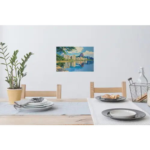 Berg - Skyline - Strand - Water Muursticker klein -eettafel
