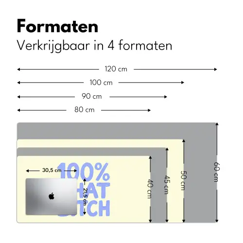100% that bitch - Blauw - Wit Muismat XXL klein -sfeer5