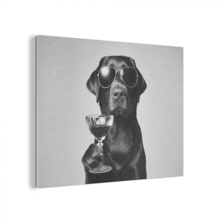 Hond - Zwart - Wijnglas - Zonnebril PET vilt klein -3d