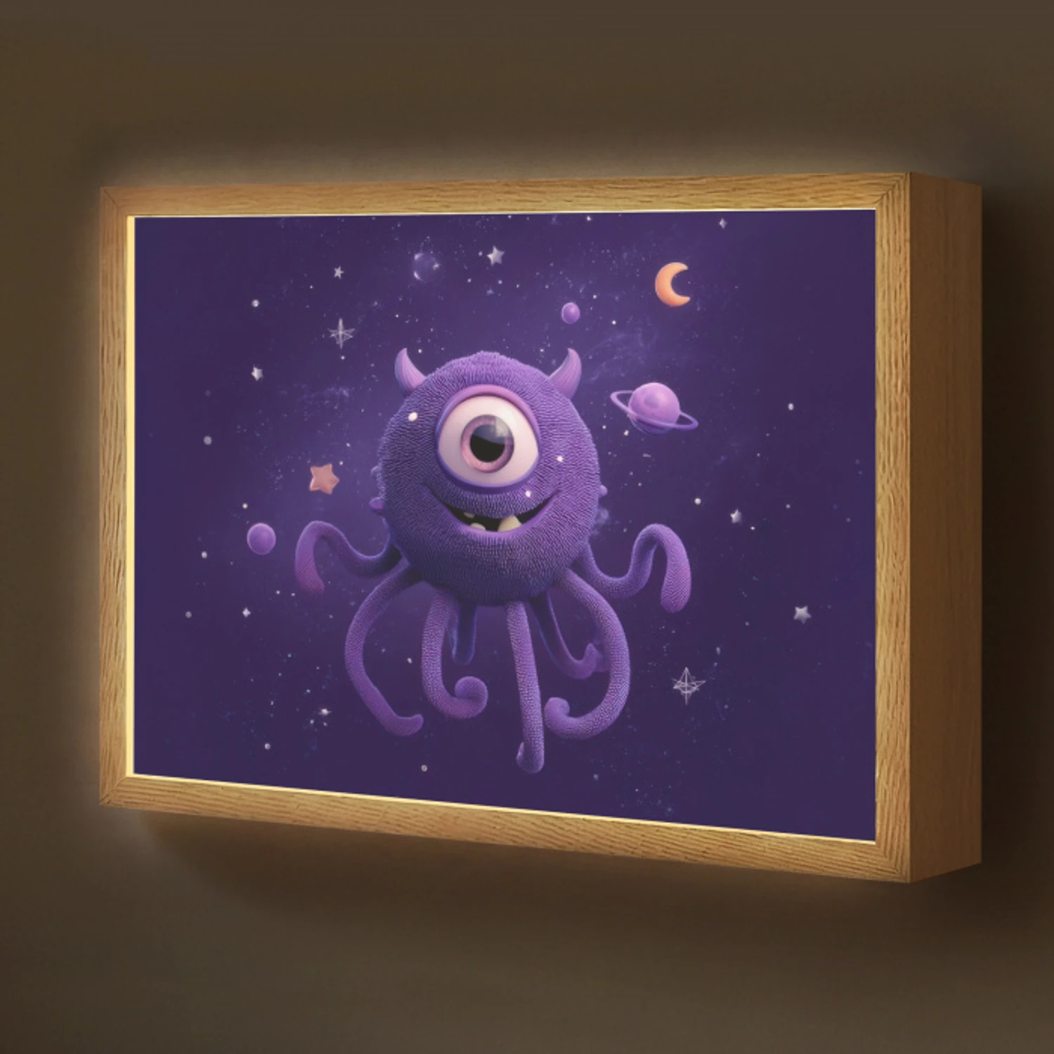 Monster - Paars - Ruimte Light Box met batterij (Wandlamp kind) middel -z3d_website