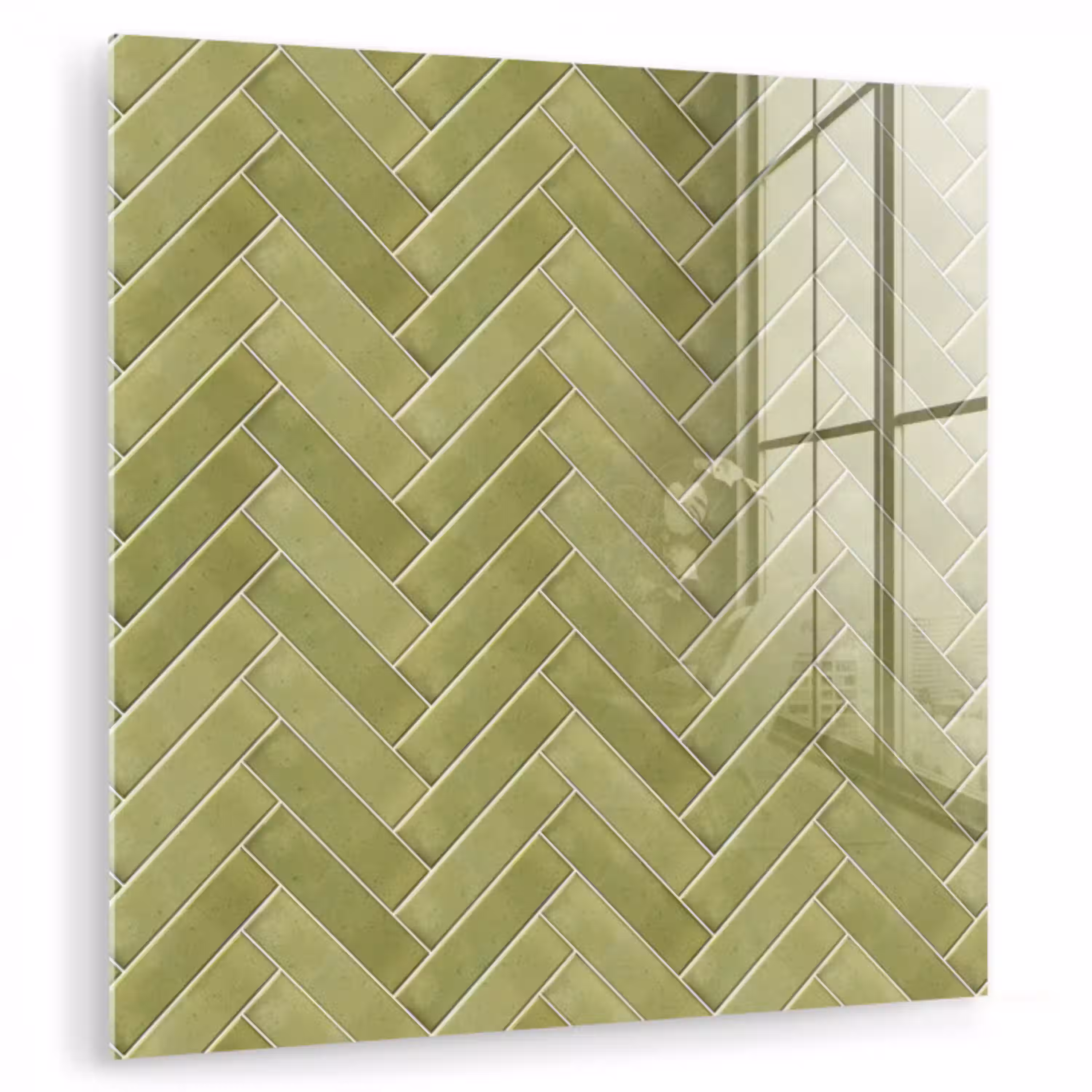 Visgraat - Wandtegel - Olijfgroen plexiglas 5mm klein 11 -zzzproduct_nieuw