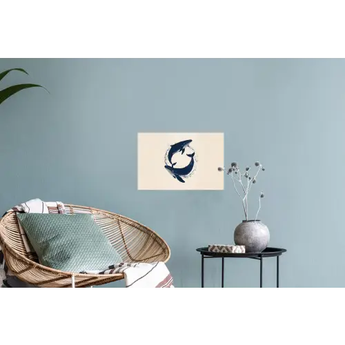 Walvissen - Spetters - Cirkel - Donkerblauw Muursticker klein -plant