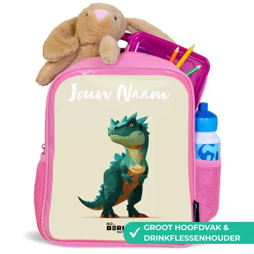 Dino - Dier - Groen Kinderrugzak - Roze middel -inhoud_NL