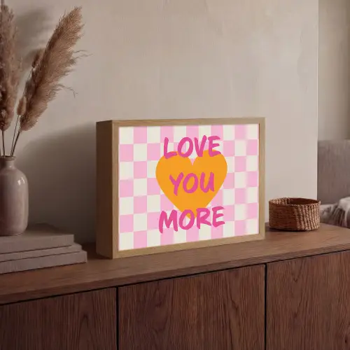 Valentijn - Love - Roze - Oranje Light Box met batterij (Wandlamp) middel -sfeer2