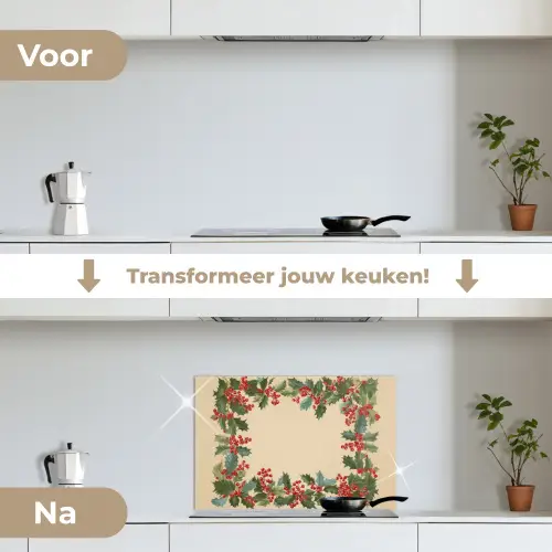Hulstrand - Bessen - Beige keuken achterwand spatscherm klein -voor_na_NL