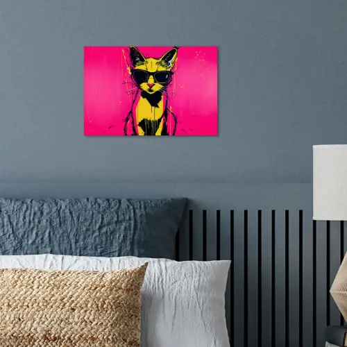 Kat - Art - Zonnebril - Roze poster papier klein -sfeer2