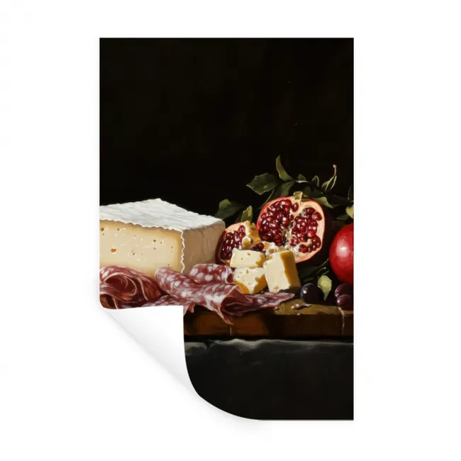 Stilleven - Vintage - Borrelplank Muursticker klein -3d