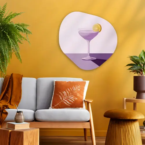 Cocktail - Paars - Minimalistisch - Citroen Wandcirkel Organisch Plexiglas middel -sfeer4