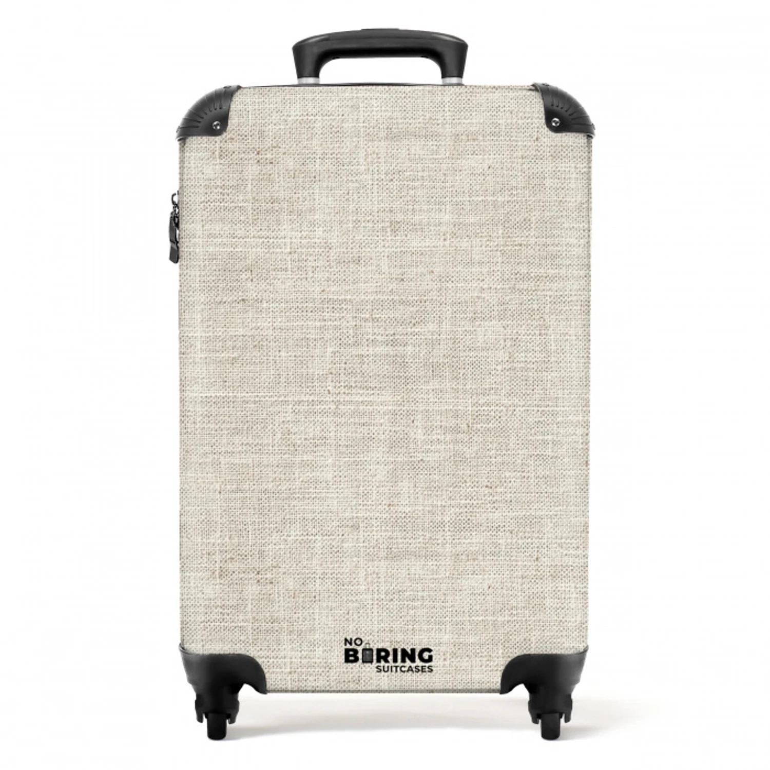 Linnen - Textuur - Beige NBS - Handbagage koffer - Volwassenen Unisex middel -productfoto_recht