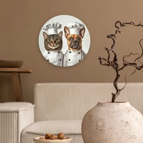 Kat - Hond - Kokskleding Wandcirkel kunststof plaat 5mm dik klein -sfeer1