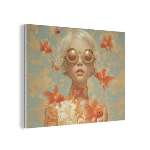 Goudvissen - Oranje - Vrouw - Blond PET vilt klein -3d