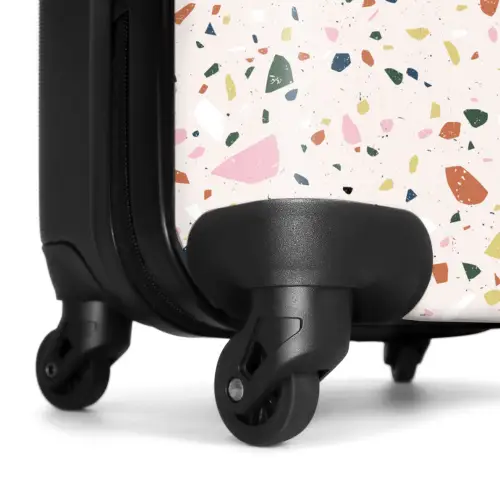 Terrazzo patroon kleurrijk licht roze NBS - Handbagage koffer - Kinderen Unisex middel -wiel