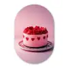 Taart - Hart - Roze Wandcirkel Ovaal Glas middel -3d