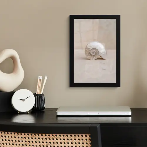Schelp - Spiraal - Beige fotolijst zwart zonder passe partout klein -sfeer1