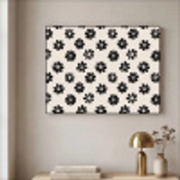 Grafisch - Madeliefjes - Zwart - Beige Textielframe zwart klein 947 -sfeer2