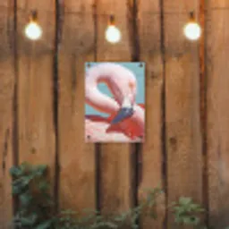 Close-up flamingo tuinposter los doek klein -sfeer1