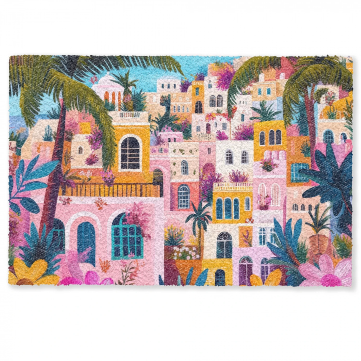 Kleurrijk - Roze - Oranje - Geel - Bloemen Deurmat klein -zkaufland3d